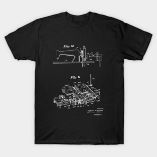 Driving Arrangements for Sewing Machine Vintage Patent Hand Drawing T-Shirt